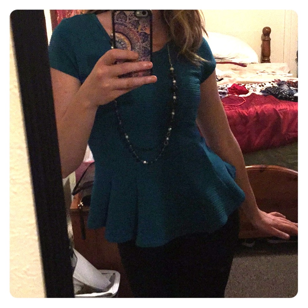 Turquoise Peplum Top